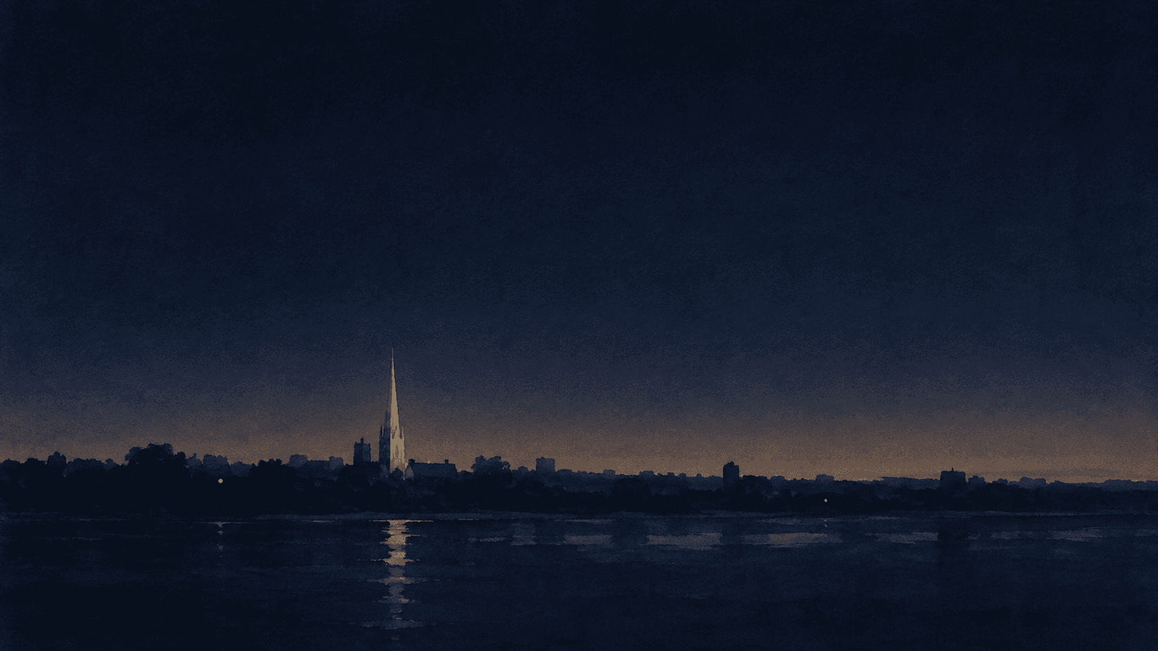 A painting of Preston at dusk